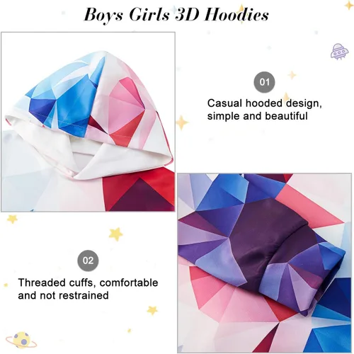 Miniatura 5 de UNICOMIDEA Boys Girls Hoodies Sweatshirts Kids 3D Print Pullover Hooded Fall Winter Clothes for 6-16T