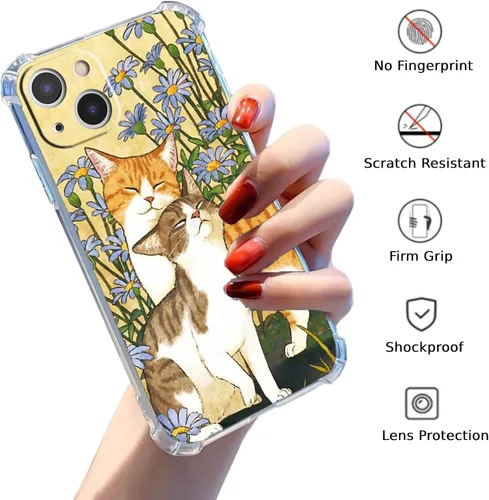Miniatura 2 de Funda con diseño de flores de gato para iPhone 13 Mini, diseño estético de animales lindos, funda completa de TPU suave para iPhone 13 Mini Flor
