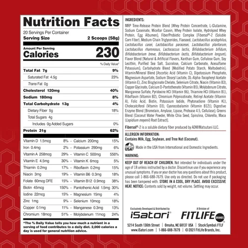Miniatura 2 de iSatori Eat Smart MRP, batido de reemplazo de comidas con alto contenido de proteínas con proteína de suero en polvo, probióticos en polvo, proteína