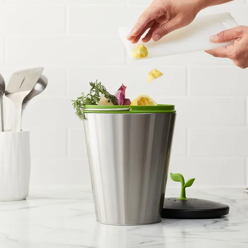 Miniatura 4 de Chef'n EcoCrock - Contenedor de compostaje para encimera, 3.3 litros, gris acero