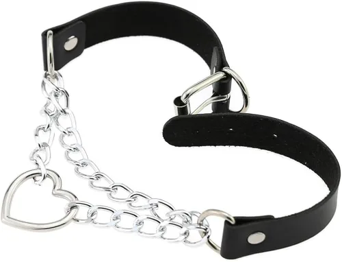 Miniatura 5 de eYLun Gargantilla de cuero con corazón para mujeres y niñas, collar con colgante de cuero punk gótico, No