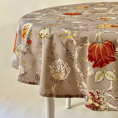 Miniatura 2 de Amelie Michel Mantel de algodón francés de lujo con estampado floral Ceylan, negro negro negro Tela lavable a máquina fabricada en Francia