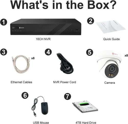 Miniatura 9 de Anpviz Sistema de cámara de seguridad PoE de 16 canales, 8 cámaras de torreta IP con cable de 5 MP para exteriores, visión nocturna, micrófono