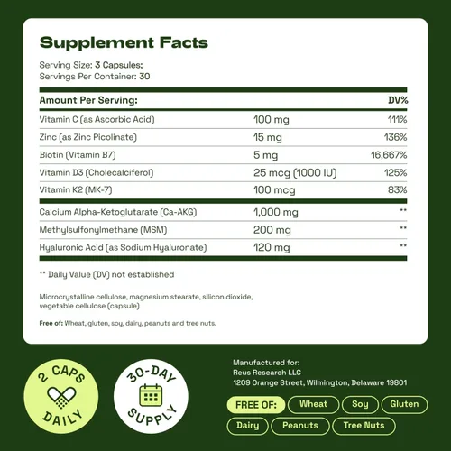 Miniatura 8 de Cata-Kor Vitaminas para el cabello, la piel y las uñas para mujeres, suplemento capilar con biotina y colágeno, ácido hialurónico, calcio AKG, MSM