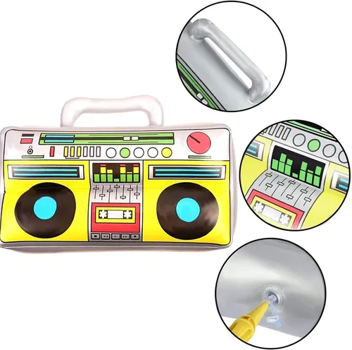 Miniatura 6 de 3 piezas inflables de teléfono móvil accesorios de radio inflable Boombox para decoraciones de fiesta de los años 80 y 90 suministros de fiesta