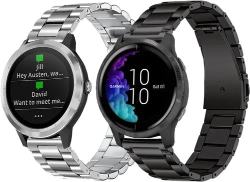 Miniatura 8 de Bandas de metal para Garmin Vivoactive 4/Venu 2 3 4 1.772 in/Forerunner 570 (1.850 in)/255/265/965 955, correa de metal de 0.866 pulgadas para Negro