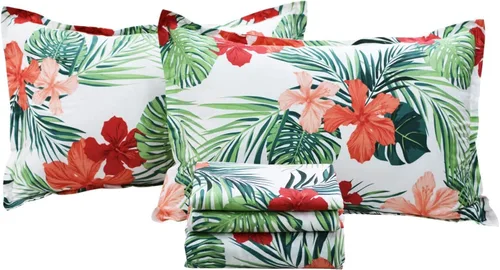 Miniatura 116 de FADFAY Juego de sábanas tamaño King, 100% algodón, elegante ropa de cama de granja con hojas verdes menta y flores blancas, sábana suave