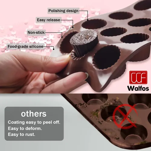 Miniatura 2 de Molde de taza de mantequilla de maní, moldes de bomba grasa, molde de silicona para dulces Walfos - Perfecto para bomba grasa Keto, dulces, 3pcs