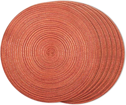 Miniatura 32 de FunWheat Juego de 4 manteles individuales redondos trenzados para mesas de comedor, manteles tejidos resistentes al calor, 15 pulgadas