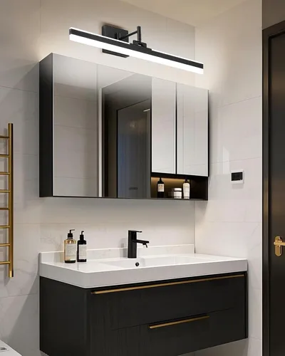 Miniatura 5 de Moderna lámpara de tocador negra ajustable LED para baño sobre espejo giratorio (negro, 23.6 pulgadas, 5CCT regulable)