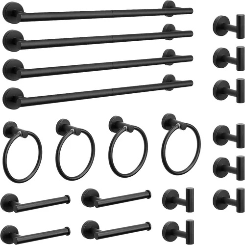 Miniatura 11 de NearMoon Juego de 5 piezas de accesorios de baño SUS304 de acero inoxidable grueso, incluye barra de toalla de 24 pulgadas, anillo de toalla