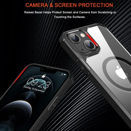 Miniatura 5 de TENDLIN Funda magnética compatible con iPhone 13 mini [compatible con MagSafe] funda protectora suave transparente con parte trasera dura (negro)