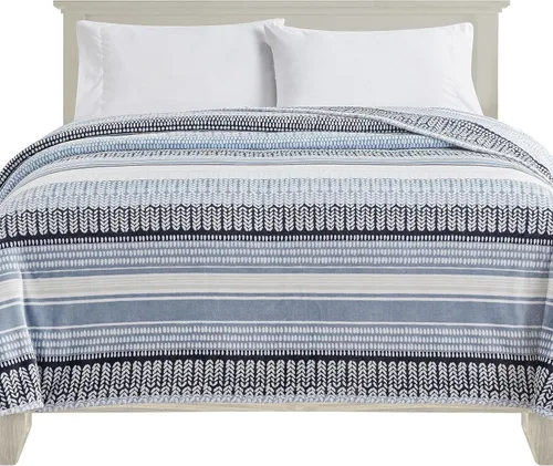Elegant Comfort Manta de Cama de Vellón de Franela con Estampado Ultra Suave, Colcha Cubrecama Ligera Acogedora y Suave, Manta Decorativa para Todas