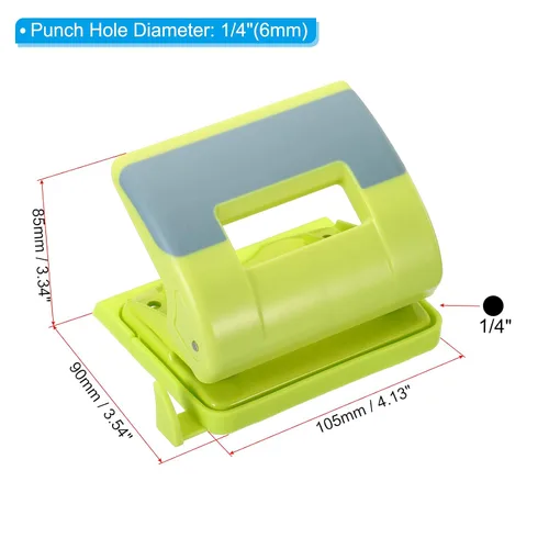 Miniatura 2 de PATIKIL Perforadora de papel de 2 agujeros de 1/4 pulgadas, perforadora de agujero de metal, capacidad de perforación, perforadora ajustable