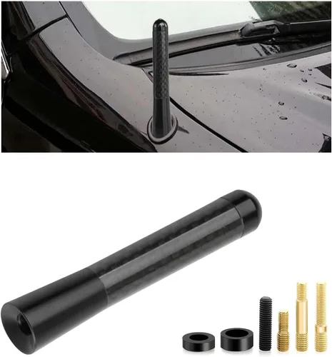 Miniatura 13 de Antena corta para automóvil, antena de radio de aleación de aluminio rechoncha de 1.37 pulgadas con tornillos y juntas de goma, mini antena aérea