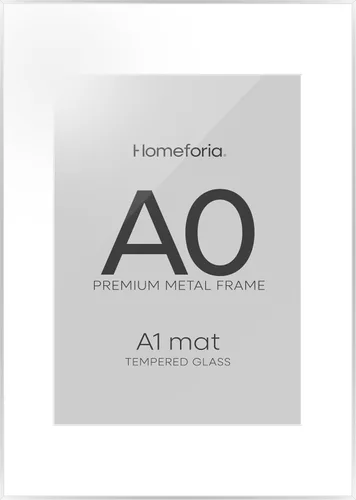 Homeforia Marco de póster A0 plateado, de metal de gama alta A0, marco de fotos grande plateado con paspartú A1 para fotos, marcos de 33.1 x 46.8