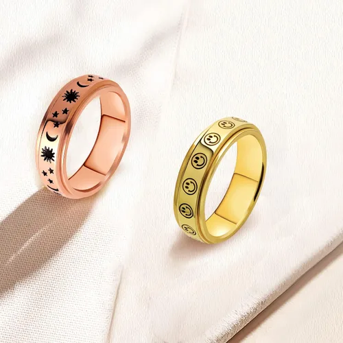 Miniatura 7 de Anillo giratorio para mujeres con ansiedad, de acero inoxidable de 0.236 pulgadas, para aliviar el estrés, anillo de ansiedad para damas