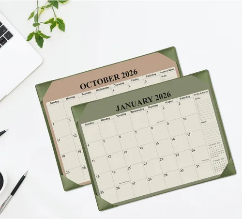 Miniatura 5 de Calendario de Escritorio 2026 con Alfombrilla de Escritorio, Calendario de Escritorio Pequeño de 18 Meses de Enero de 2026 a Junio de 2027, Verde