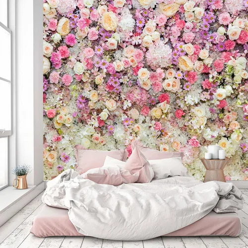 Miniatura 12 de YQWDMX - Papel pintado con bosque de pinos brumosos y mural dorado para dormitorio (no despegar y pegar)