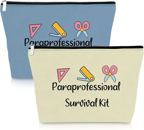 Miniatura 8 de Paraprofessional - 2 bolsas de maquillaje para regalo de agradecimiento para paraeducador, profesor, asistente, 2 piezas, bolsa de cosméticos, día