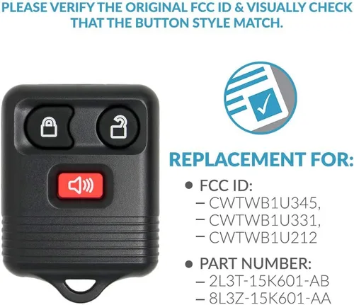 Miniatura 4 de Keyless2Go Repuesto para llavero de auto a control remoto para vehículos que utilizan 3 botones CWTWB1U331, autoprogramable