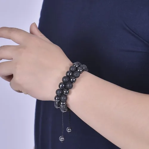Miniatura 4 de Brazalete GelConnie de piedras de lava, 7 chakras, 0.32 pulgadas, piedra natural, para curación, alivio del estrés, yoga, ansiedad, aromaterapia
