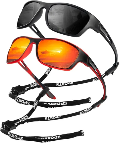 Miniatura 10 de KALIYADI Gafas de sol polarizadas para hombre, gafas de sol deportivas para conducir, ciclismo, pesca, con protección UV Negro mate/azul hielo/azul