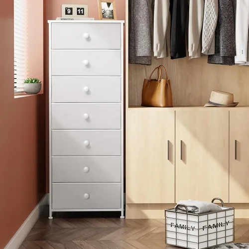Miniatura 7 de Crestlive Products Cajonera alta, torre de almacenamiento de 7 cajones de tela, cómodas - Unidad organizadora vertical para dormitorio, pasillo