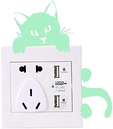 Miniatura 3 de 2 calcomanías luminosas para interruptor de luz que brillan en la oscuridad, adorbale gato, mascotas, animales, pegatinas de pared, interruptor