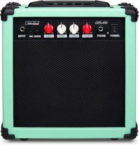 Miniatura 13 de LyxPro Amplificador de guitarra eléctrica de 20 W, altavoz incorporado, conector para auriculares y entrada auxiliar que incluye ganancia, graves