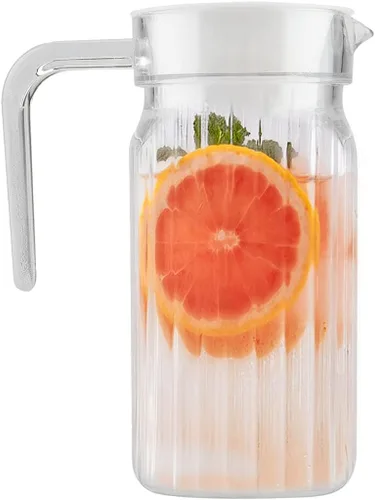 Jarra acrílica de 16.9 fl oz/18 onzas, jarra de agua transparente con tapa, jarra de jugo irrompible, botella de agua fría para jugo casero, té,