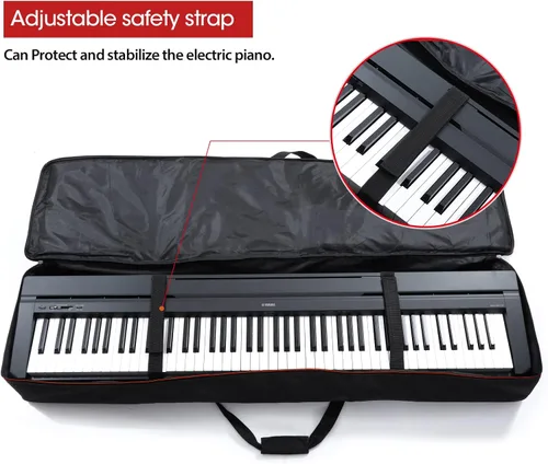 Miniatura 4 de Funda para teclado de 88 teclas, funda para piano con 2 bolsillos, funda para conciertos de teclado, 600D duradero, tela Oxford acolchada