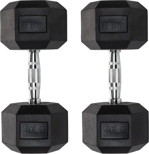 Miniatura 9 de Mancuernas hexagonales – Pesas recubiertas de PVC resistente, asas moleteadas cromadas – Entrenamiento, ejercicio, levantamiento
