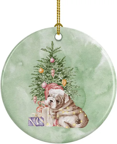 Miniatura 36 de Caroline's Treasures Bulldog, Bulldog inglés #2 y árbol de cerámica adorno colgante para árbol de Navidad, decoración colgante para el hogar