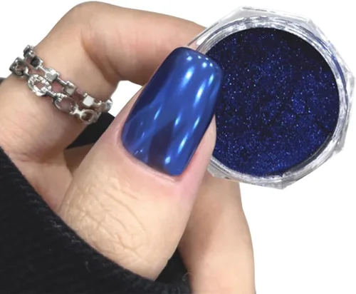 Miniatura 11 de Polvo de uñas cromado azul turquesa esmaltado efecto espejo metálico holográfico brillo polvo manicura arte pigmento accesorios para uñas de gel