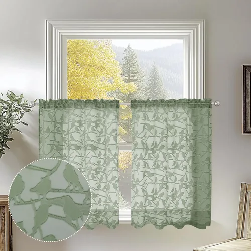 Miniatura 84 de OVZME Anji - 2 paneles de cortinas traslúcidas de gasa marrón de 72 pulgadas de largo para dormitorio, doble bolsillo para barra, tela ligera