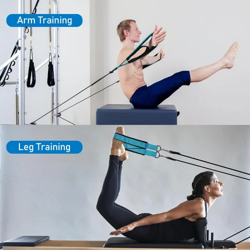 Miniatura 4 de Correas TOBWOLF para Pilates - Correas de doble bucle con anilla en D para Reformer, acolchadas, para entrenamiento en casa o en el gimnasio Azul