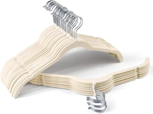 Sishynio Perchas de terciopelo prémium para camisas, paquete de 30 unidades, antideslizante con gancho giratorio de 360°, colgador delgado flocado,