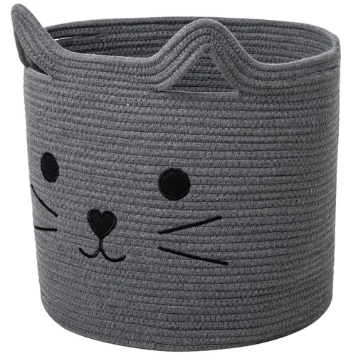 Miniatura 16 de VK VK·LIVING Cesta Grande de Juguetes para Gatos con Asas 15" L x 14" H Caja de Juguetes de Cuerda de Algodón con Diseño de Gato Negro, Cesta
