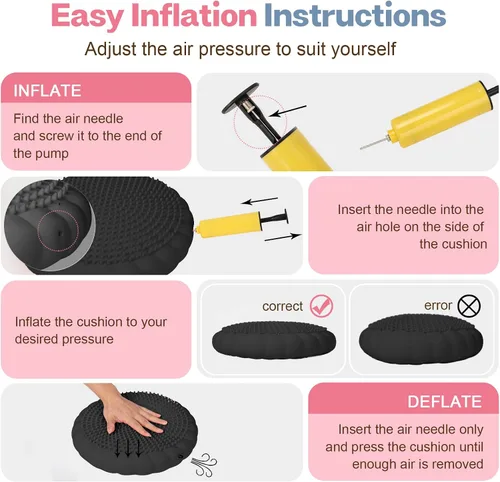 Miniatura 6 de kisnbld Cojín Tambaleante, Asiento Wiggle Extra Grueso para Niños Sensoriales, Disco de Equilibrio Antideslizante con Bomba de Inflado para Fuerza