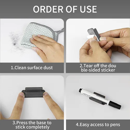 Miniatura 8 de Paquete de 12 soportes para bolígrafos para escritorio, portalápices de silicona con 12 calcomanías adhesivas adicionales, soporte adhesivo