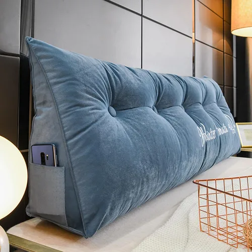 Miniatura 13 de Almohada de cabecera con cuña para lectura, respaldo de vellón, almohada de descanso de lectura, cojín triangular grande para la espalda, almohada