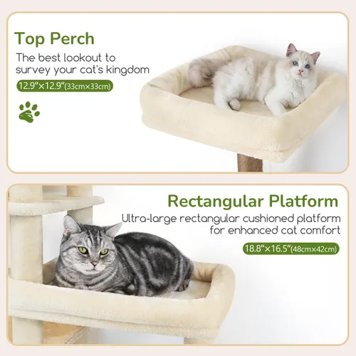 Miniatura 3 de Globlazer Árbol para Gatos de Plataforma Extra Grande, 65 pulgadas de Alto, Árbol para Gatos Resistente para Gatos de Interior Grandes Adultos