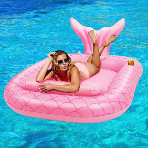 Miniatura 16 de HeySplash Inflatable Tanning Pool Lounger Float, Suntan Tub for Adults, Blow Up Sunbathing Pool with Integrated Pillow and Cup Holder, Heavy Duty