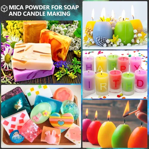 Miniatura 7 de CHANGTIKEJI Polvo de mica, 36 colores - 10 g/botella de polvo de pigmento natural para resina epoxi, fabricación de jabón, fabricación de velas