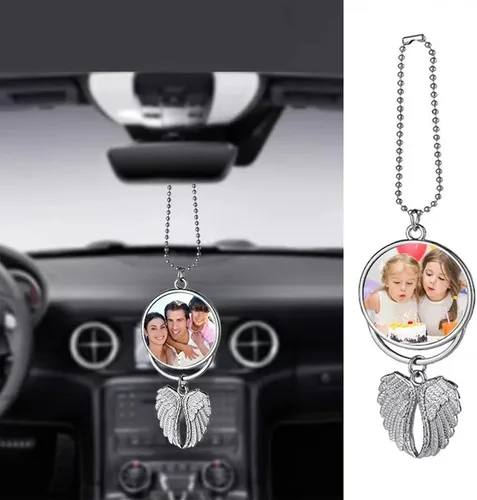 Miniatura 2 de Adornos colgantes de auto con foto personalizada, marco de fotos a todo color, soporte para espejo retrovisor de coche, colgante para Carros