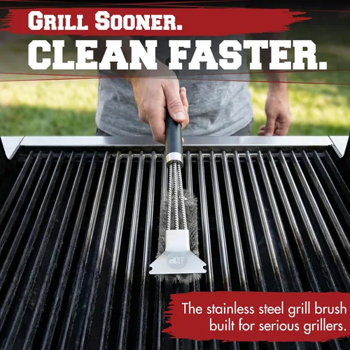 Miniatura 4 de KITCHEN PERFECTION GrillSaver - Cepillo seguro para barbacoa con cabezal de limpieza reemplazable, limpiador de parrilla resistente con raspador, 1.