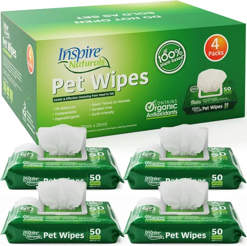 Miniatura 11 de Inspire Naturals Toallitas para mascotas para perros y gatos 100% naturales a base de plantas con antioxidantes orgánicos, desodorizante de limpieza