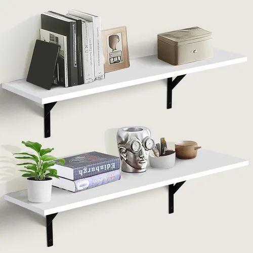 Miniatura 16 de Tectocker-DOU 2 estantes flotantes profundos; estantes colgantes montados en la pared para sala de estar, cocina, oficina, baño y decoración de Negro