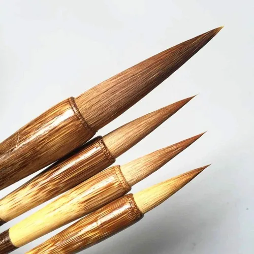 Semli Shanlian Hubi - Juego de pinceles de caligrafía china fina Sumi para principiantes, acuarela, dibujo kanji, pelo de lobo puro (comadreja)
